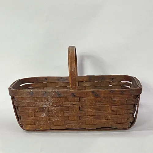 Vintage Brown Flat Weave Picnic Basket - BSKT84