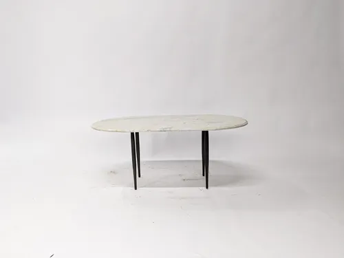 Oblong Faux Marble Coffee Table