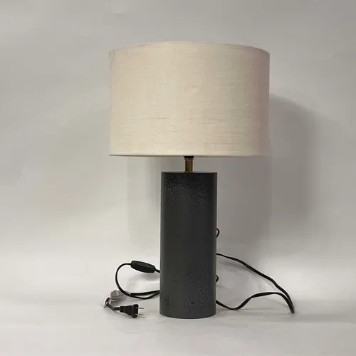 Slate Gray Ceramic Pillar Table Lamp with Cream Shade - LI122