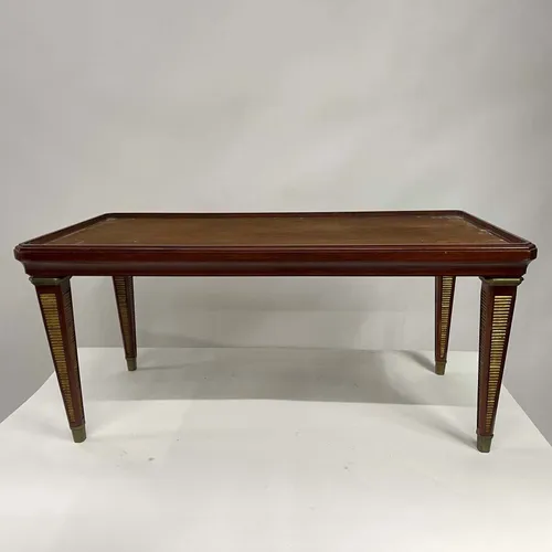 Wooden Coffee Table With Gold Detailed Legs - TAB330