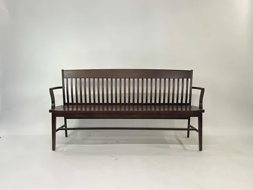 Mahogany Wood Bench with Arms