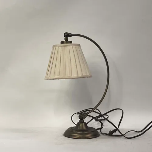 Dark Brass Desk Lamp with Pleated White Shade - LI305