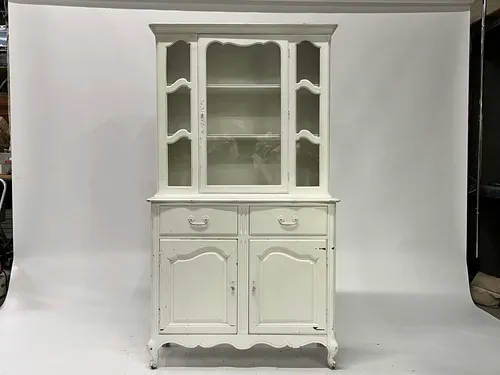 White Painted Wood French Provincial China Cabinet