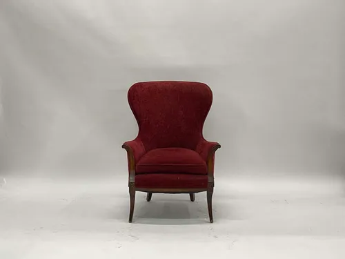 Red Velvet Wingback Chair