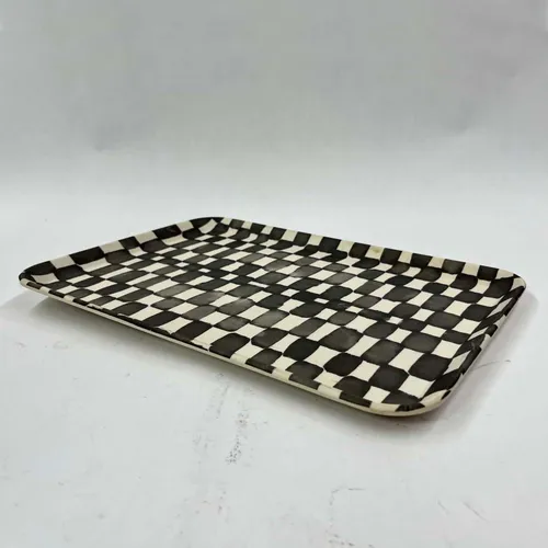 Black & White Checkered Tray - TR367