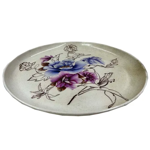 Blue & Purple Floral Round Plastic Tray - TR409