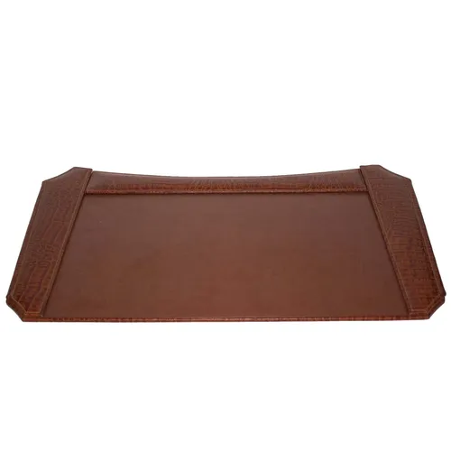 Brown Crocodile Leather Desk Mat - OFA504