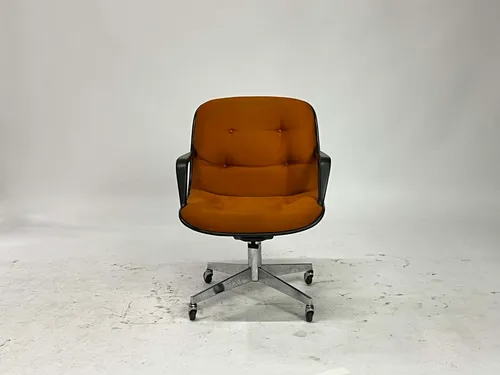 Vintage Mid-Century Modern Orange Knoll Pollock Office Chair