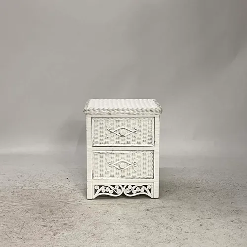 White Wicker 2-Drawer Nightstand - BE2926