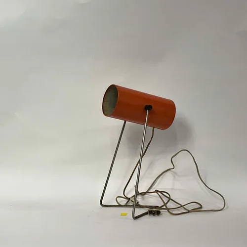 Vintage Orange & Steel Cylinder Table Lamp - LI34