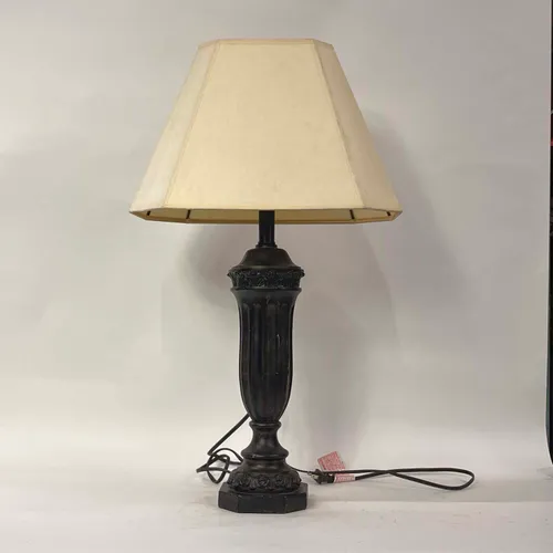 Traditional Dark Green Metal Table Lamp with Cream Shade - LI273