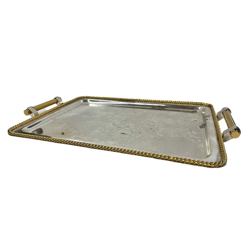 Silver & Gold Brass Braid Tray - TR362