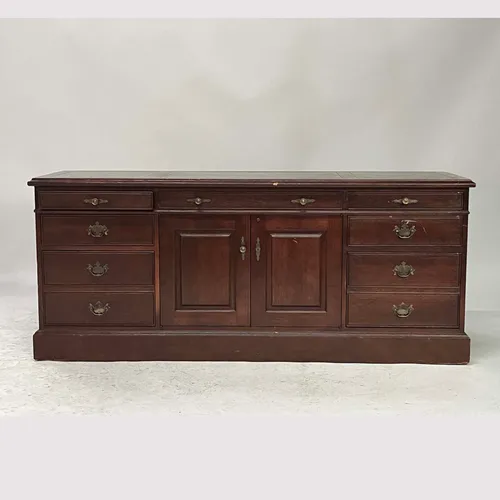 Antique Mahogany & Brass 9-Drawer Sideboard