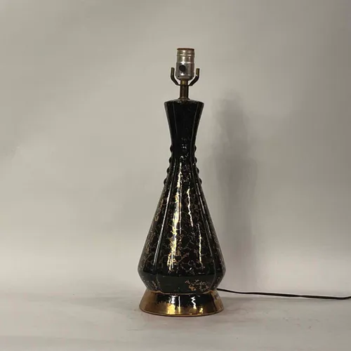 Black & Gold Crackle Ceramic Table Lamp - LI330