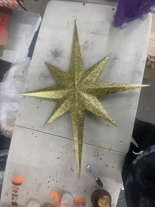 Hanging Gold Glitter Star