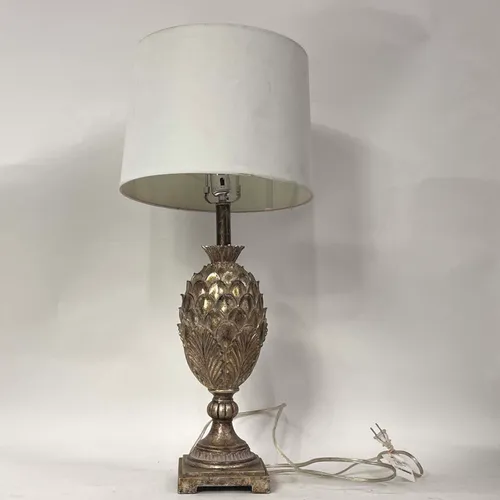 Silver Pineapple Table Lamp with White Shade - LI145