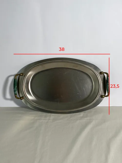Vassoio manici ottone e pietra