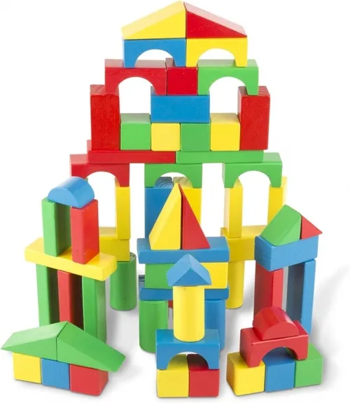 Melissa & Doug Wooden Building Blocks Set Approx 50 pieces