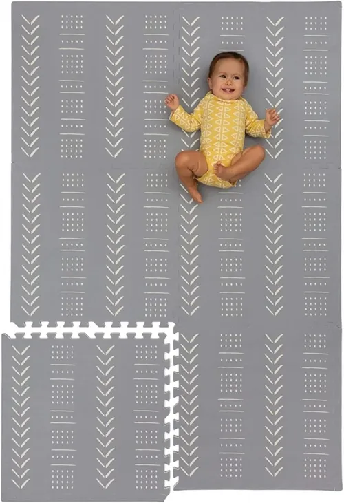 Baby Soft Foam Play Mat with Interlocking Floor Tiles - 5.6 x 4 ft - Colors / Designs Vary
