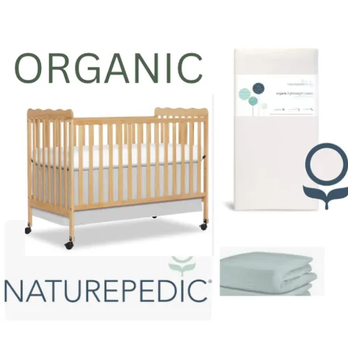 *ORGANIC* CRIB PACKAGE - NATUREPEDIC MATTRESS, ORGANIC SHEET & FULL SIZE WOODEN CRIB