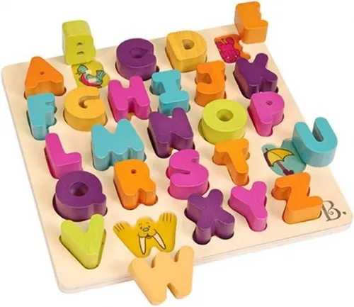 B. toys by Battat - Wooden - Alphabet Block Puzzle