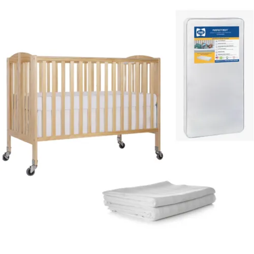 Full Size Crib +Mattress+Sheets (Full-Size Crib, DOM Brand, + 5