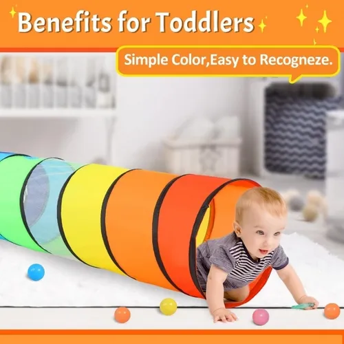 Kids Play Tunnel for Toddlers, 5.7 Foot Pop Up Crawl Through Tunnel Play