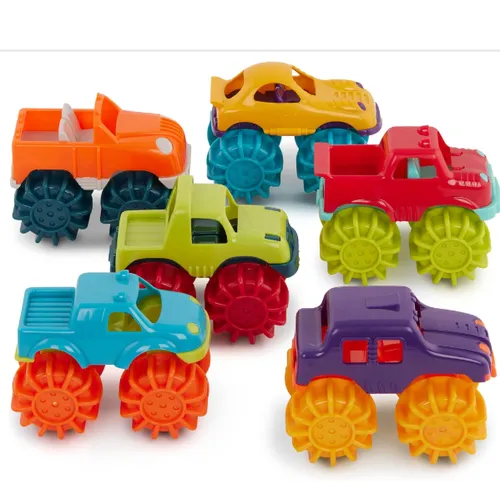 *Most Popular* Battat Mini Monster Trucks - Set of 6 Mini Trucks for Toddlers in Storage Bag for 2 years +