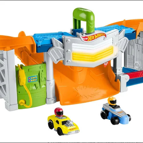 Fisher-Price Little People Hot Wheels Small Toddler Toy Race and Go Track Set