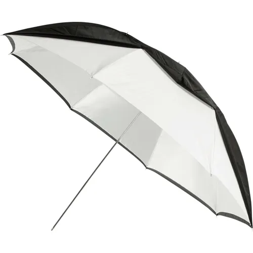 Convertible Umbrella - Optical White Satin with Removable Black Cover (60