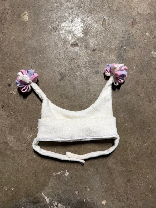 18M-3T: White w/pink and purple head tassels