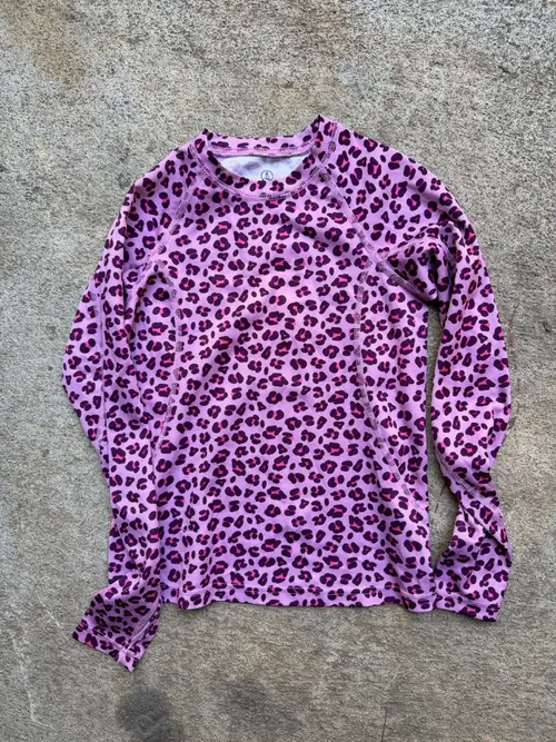 S: Lands End, Cheetah pink long underwear shirt (Size 7/8)