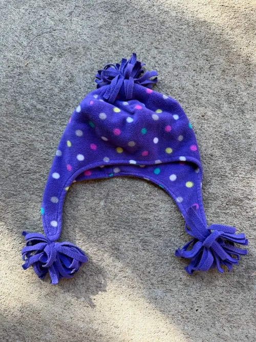 2T - 4T: Jumping beans, Purple fleece with polka dots with ear tassles