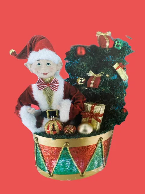 Elfo tamburo in velluto 61 cm