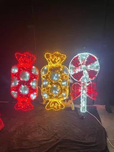 Leccalecca e caramella rosso e oro in alluminio Natale 100cm