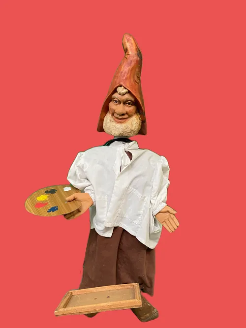 Noleggio Gnomo in legno pittore H110