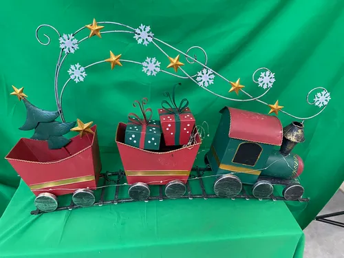 Trenino natalizio metallo 76 cm x 33 h