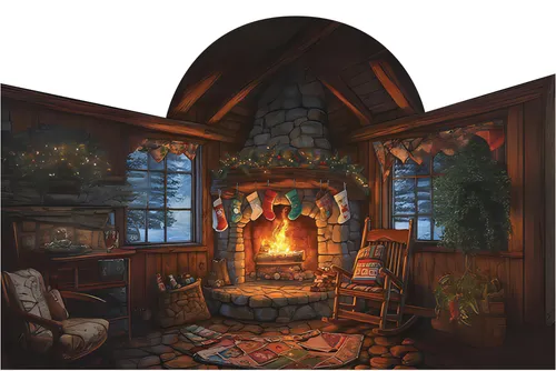 Fondale casa della Befana rigido, sagomato cm. 300x191