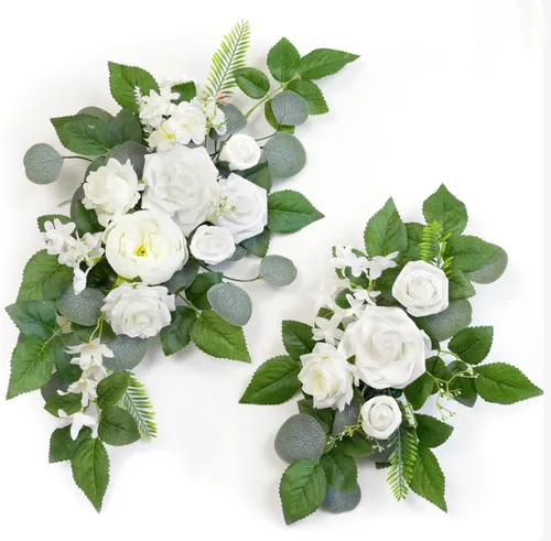 White Floral Swag - Set of 2