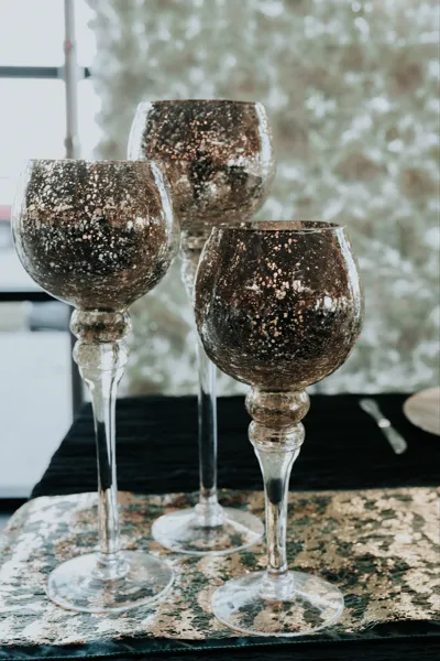 Set of Gold Mercury Pedestal Candle Holders