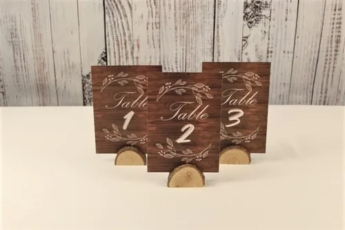 Half-Round Wood Slice Table Number Holder 