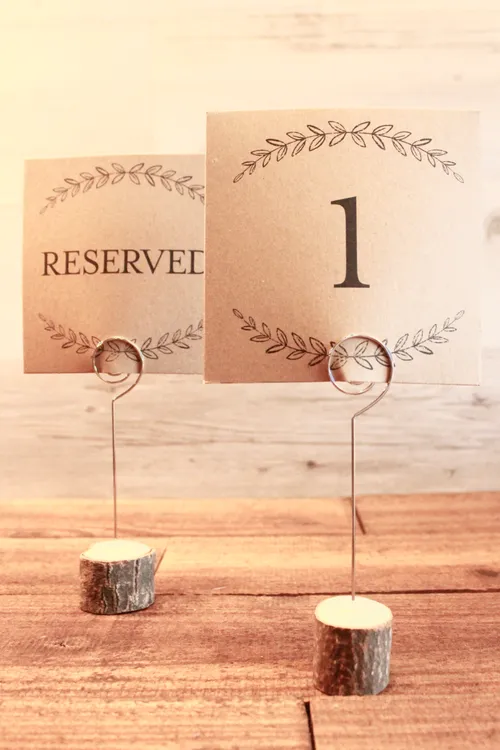 Wood Slice Table Number Holder