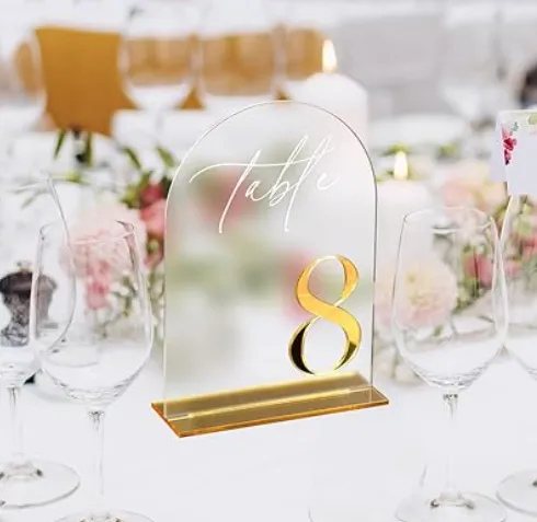 Acrylic Arched Table Number with Gold Accents (1-10)