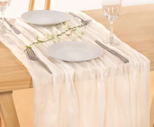 Ivory Cheesecloth Table Runner