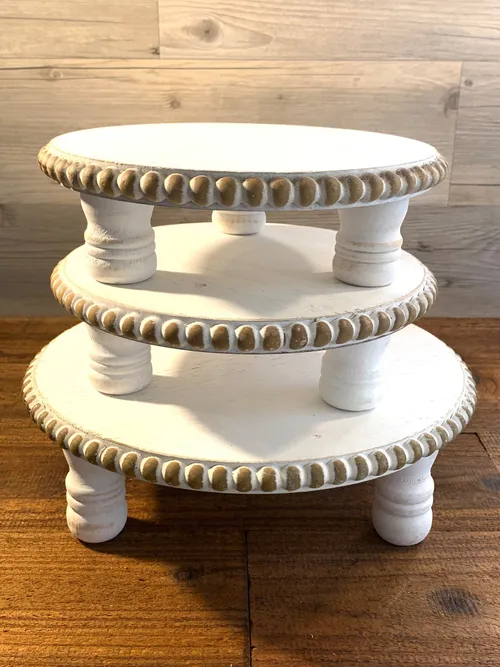 White Distressed Wood Cake/Dessert Stands