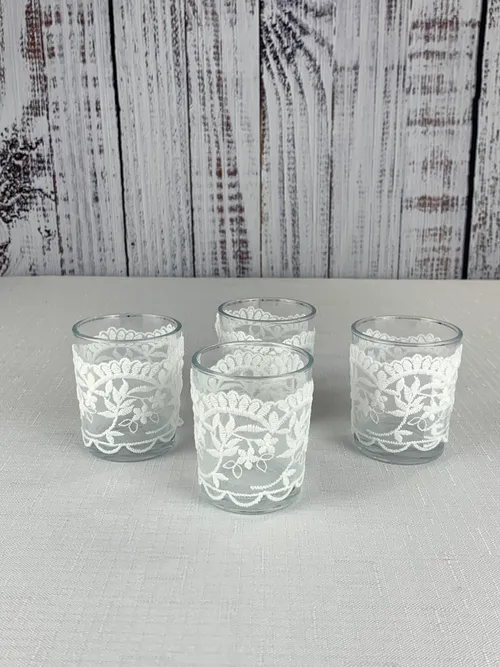 Small Glass Votive w/ Lace 