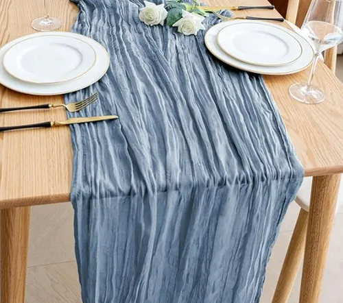 Dusty Blue Cheesecloth Table Runner