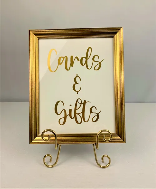 Gold Framed Cards & Gifts Sign w/ Easel