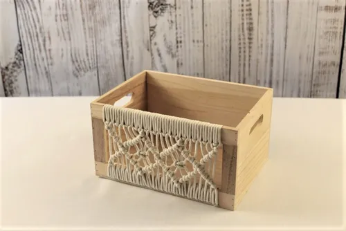 Wood w/ Macramé Card Box