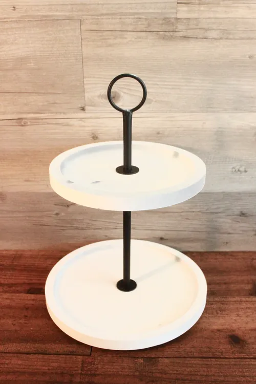 2 Tier White Wood Dessert Stand